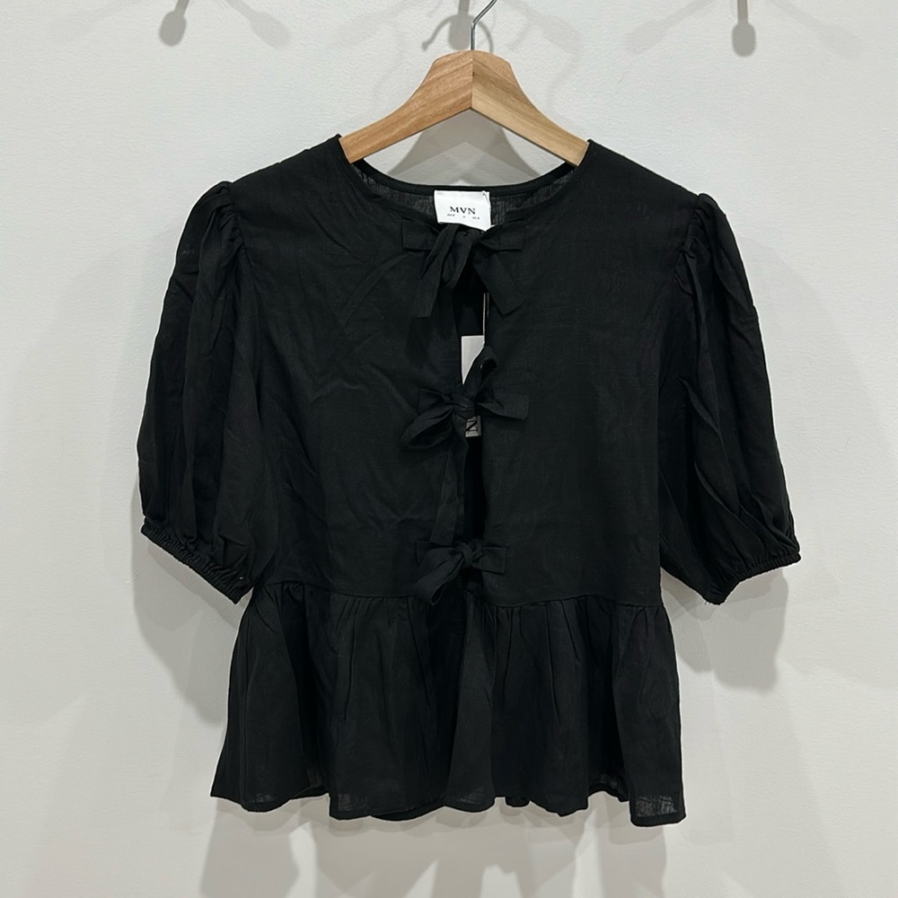 Black tie up blouse